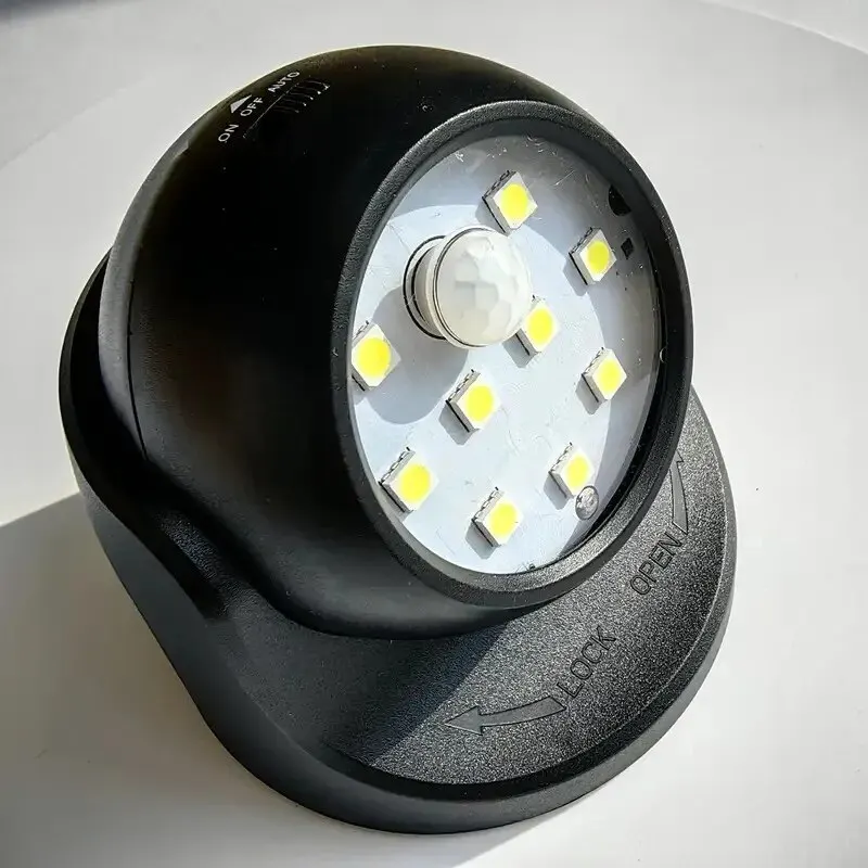 1pc 9led Light Controlled Dual Induction Energy-Saving Light For Human Body, 360 Degree Rotation Automatic Induction Work