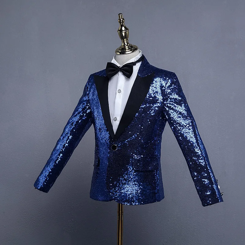 Chaqueta de baile con lentejuelas para niños, Blazer brillante