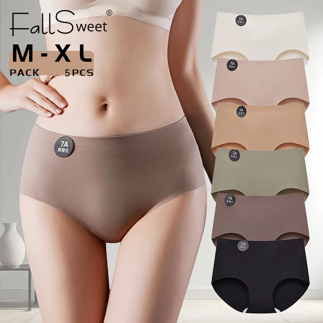 5 pièces sans couture mûrier soie culottes sous-vêtements de femme Ultra-mince haute élastique Invisible slips doux et respirant femme Lingerie 1