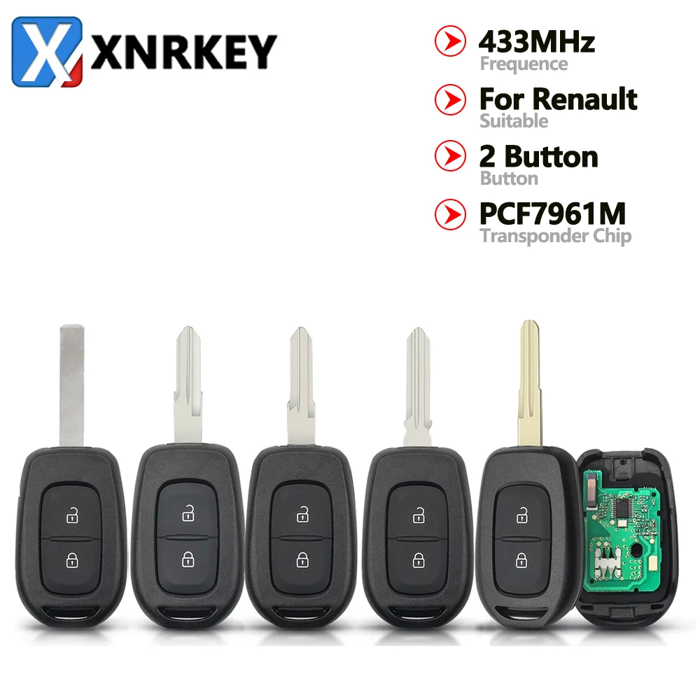 XNRKEY Remote Car Key Samrt Key For Renault Sandero Dacia Logan Lodgy Dokker Duster Trafic Clio4 Master 2 Buttons PCF7961M Chip