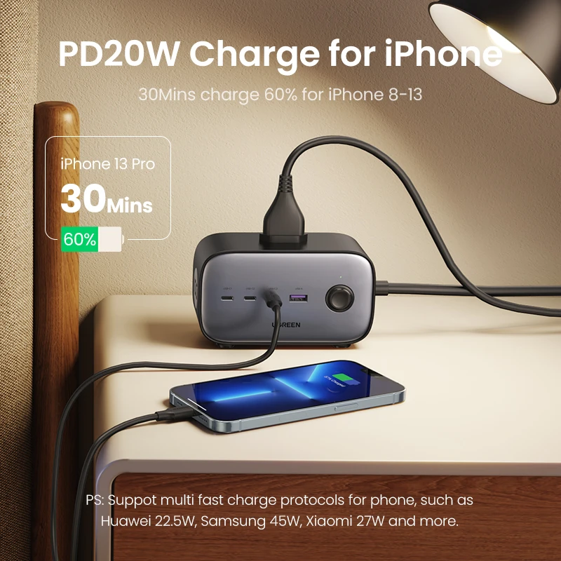 300W USB C Charging Station For Multiple Devices, 8 Port Multi Device Fast Macbook Iphone 15 Phone Ipad Tablets Black 6 Mixed Short Cables Included - View #10