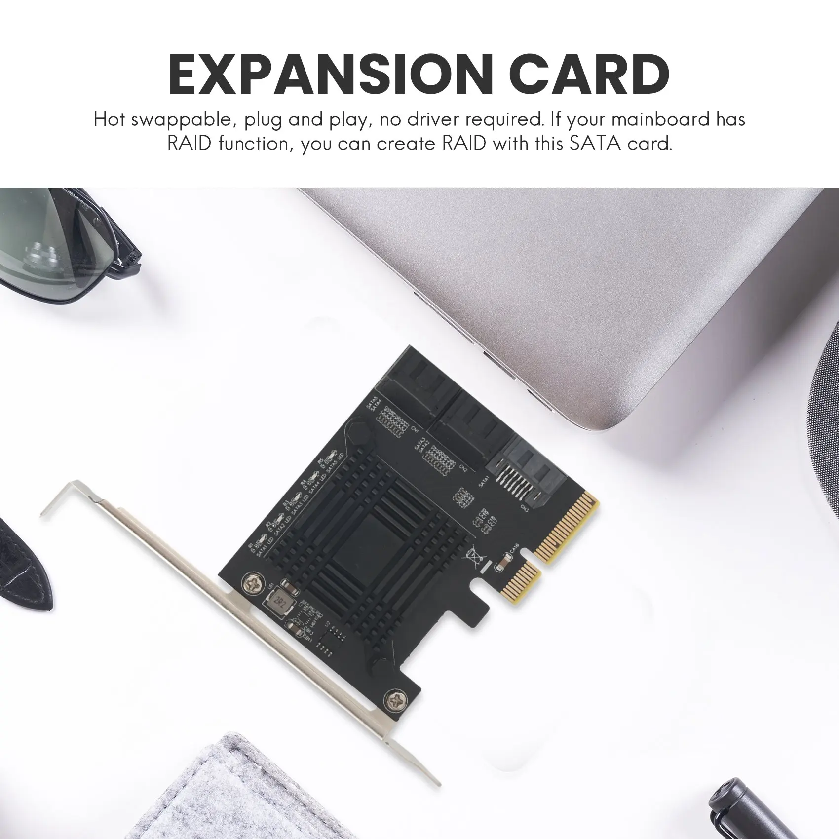 PCIE-5 Ʈ SATA III 6 Gbps SATA Ʈѷ Ȯ ī, ǻ   ī JMB585 5 ̺ 