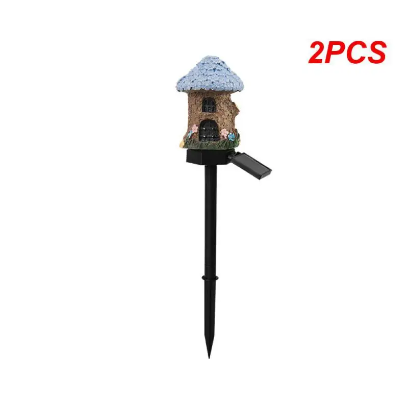 

2PCS Solar Lawn Light Resin Craft Miniature Fairy Mushroom House Solar Powered Garden Yard Outdoor Decor Lamps Christmas Lamp