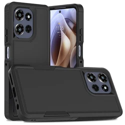 Shockproof Dual-Layer Hard Phone Case with Screen Protector for Motorola Moto G Power (2025) (Black)