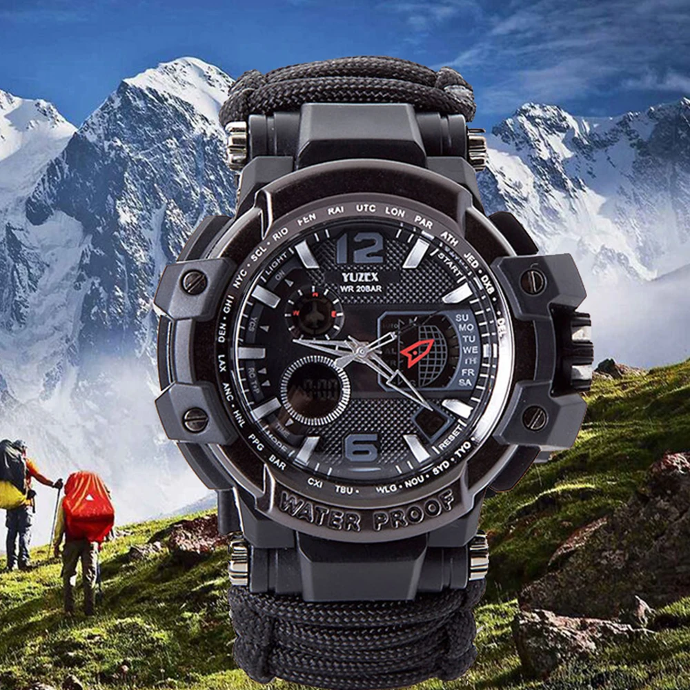 

Outdoor Survival Watch Multifunctional Waterproof Military Tactical Paracord Watch Bracelet Camping Hiking Emergency Gear EDC