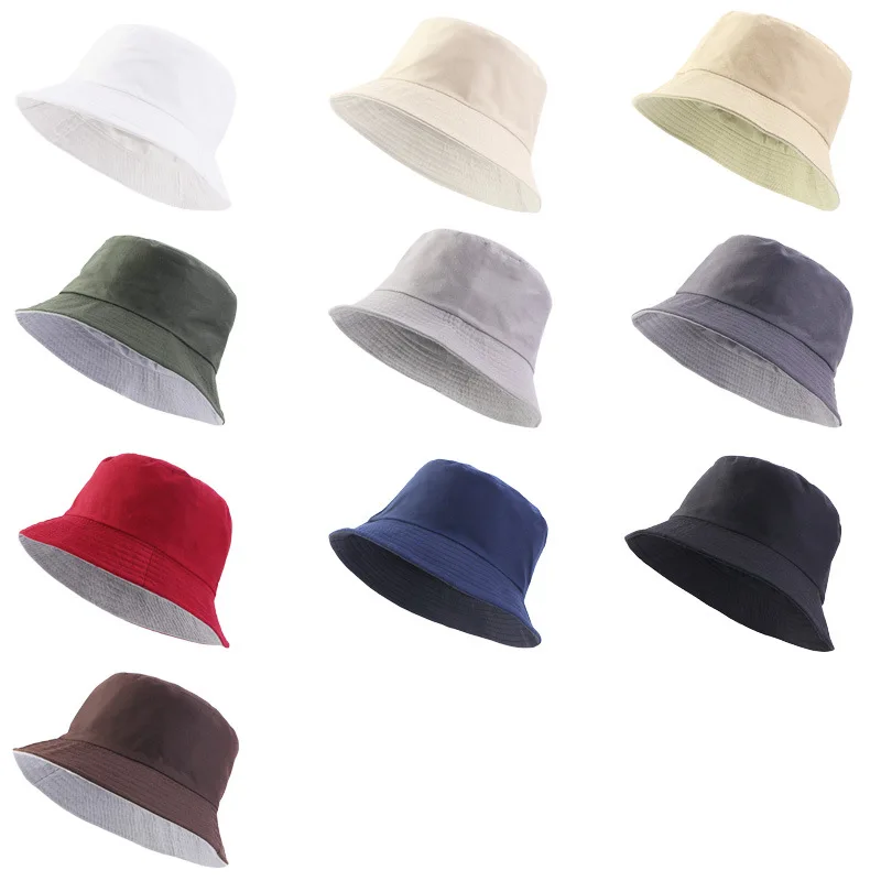 

New Solid Color Light Board Reversible Fisherman Sun Protection Simple and Foldable Bucket Hat