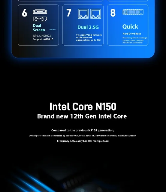 SZBOX Twin Lake N150 8-bay NAS Windows 11 Mini PC DDR5 32GB
