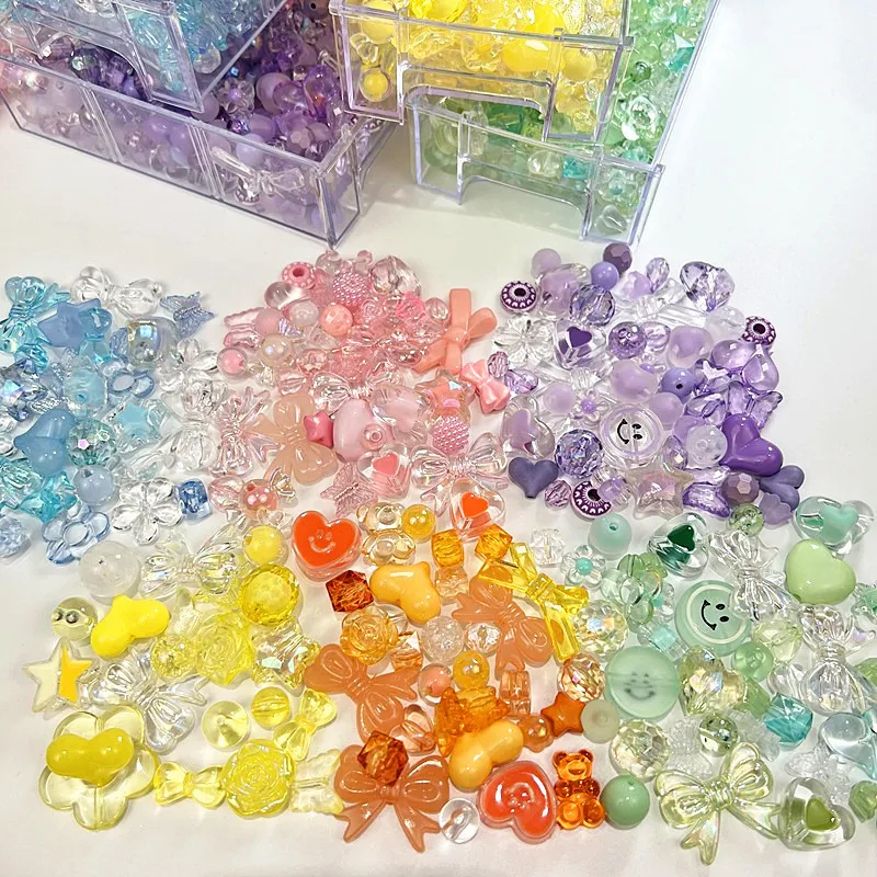 

50 г, смешанные стильные весенние цветные акриловые бусины для изготовления ювелирных изделий своими руками, аксессуары для браслетов, ожерелий, серег