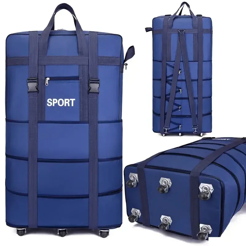 Airline Checked Bag Oxford Large Capacity Travel Universal Wheel Foldable Luggage Moving Storage Bag Rolling Packing Cubes