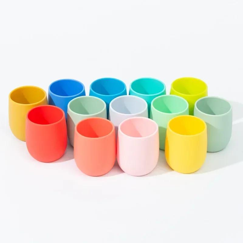 Solid Color Baby Silicone Cup Baby Learn To Drink Cup Kids Feeding Toddler Tableware Drinking Feeding Accessories silicone cups