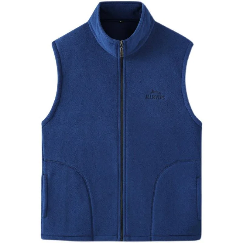Streetwear Fashion Men Fleece Coat Vest Autumn Winter New Solid Casual Warm Stand Collar Slim Zipper Basic Sleeveless Jackets