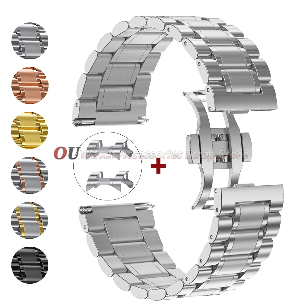 Elegant Stainless Steel Curved-End Bracelet with Butterfly Buckle