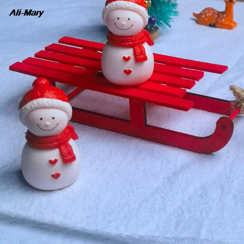 

Dollhouse DIY Coloring Sled Miniature Red Sleigh Sled Christmas Scene Decor Play House Toy Kids Toys Gift