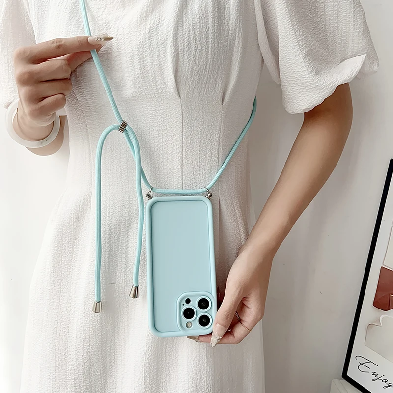 Elegant Crossbody Silicone Phone Case with Adjustable Strap
