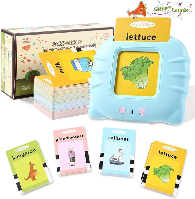 Kids Flashing Cards Toys Montessori Educational Reading Machine Electronic Interactive Flash Cards for Toddlers Gift 1