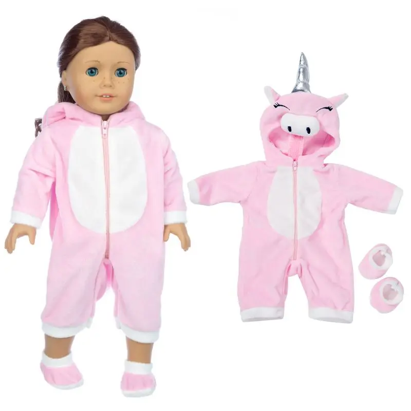Neue Tierpyjamas für 18-Zoll-American Girl Doll 45 cm unsere Generation Doll, Mädchenpuppenkleidung und Accessoires – Detail 10