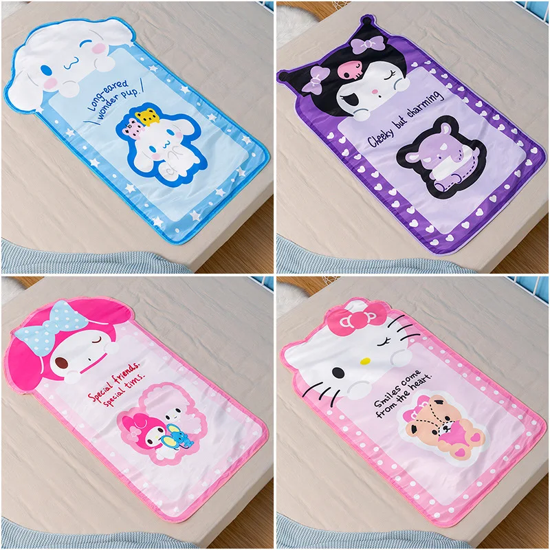 

Kawaii Sanrios Hello Kittys Ice Silk Mat Anime Cartoon Household Child Air-Conditioned Seats Foldable Nap Breathable Soft Mat