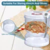 200ml Pickles Jar w Stainless Steel Fork Dry and Wet Dispenser Pickle and Olives Hourglass Jar Cucumber Container Kitchen Tools 3