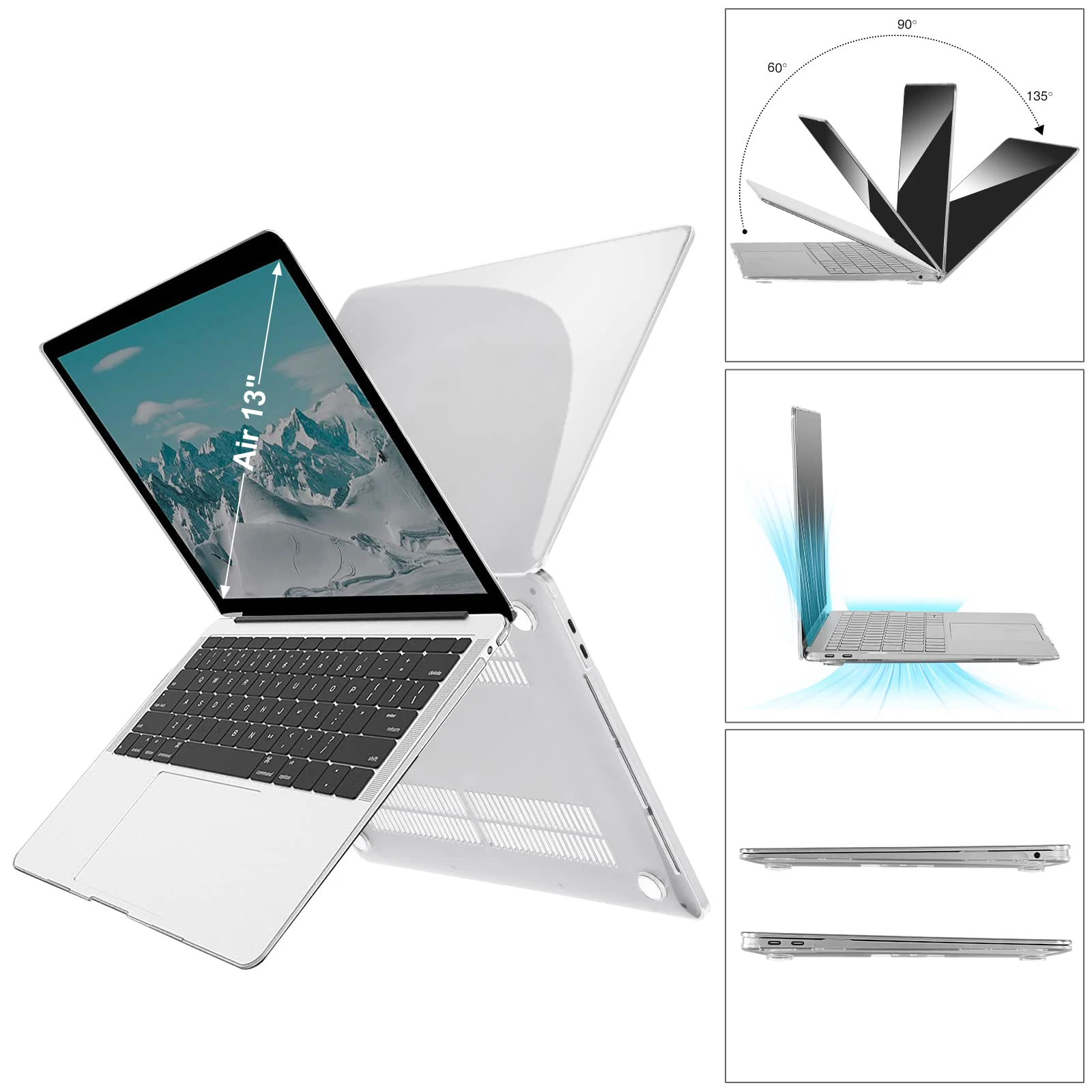 Laptop Case EooCoo Crystal Clear Hard Case For Macbook Air 13 M1 13.3 Inch Plastic Protective