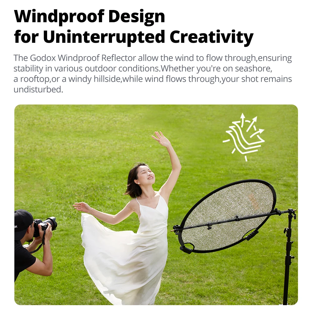 Godox W-RFT 55/80/130cm Collapsible Windproof Reflector Board Folding Photo Studio Light Diffuser Disc for Outdoor Photography