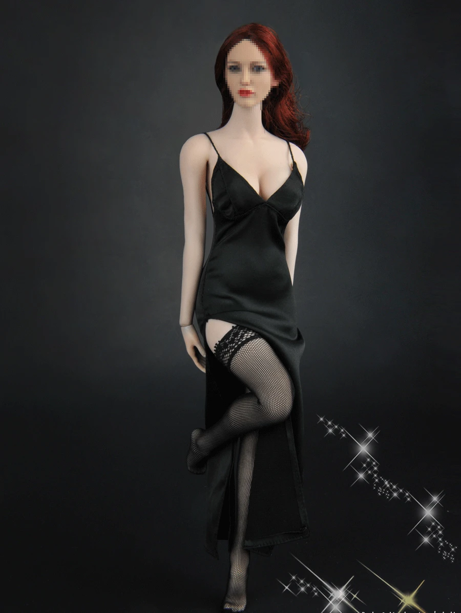 

1/6 Scale Female Soldier Black Long Dress Evening Dress Model