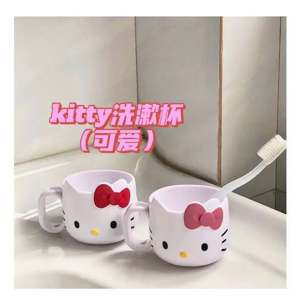

Милая зубная щетка Hello Kitty, чашка для мытья зубов с рисунком аниме, держатель для зубов, портативный ополаскиватель для полоскания рта, милая чашка, подарок для ребенка