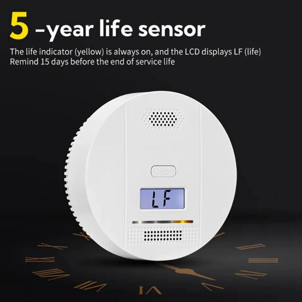 Household Fire Alarm Gas Leak Alarm System LCD Display Carbon Monoxide CO Gas Leak Detector