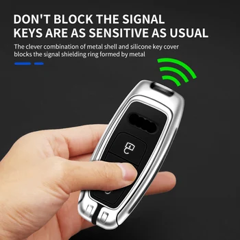 Portachiavi con copertura a distanza per auto in metallo Fob per Audi A6 A7 A8 e-tron Q5 Q8 C8 D5 supporto protettore accessori senza chiave in lega di zinco 5 Portachiavi con copertura a distanza per auto in metallo Fob per Audi A6 A7 A8 e-tron Q5 Q8 C8 D5 supporto protettore accessori senza chiave in lega di zinco - Portachiavi con copertura a distanza per auto in metallo Fob per Audi A6 A7 A8