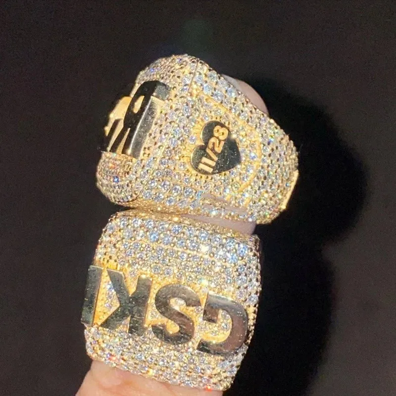 Custom Hip Hop Ring Gold Color Full With Iced Out Vs Moissanite Diamond Champion Ring 925 Pinky Ring Free Shipping Items for Men drop shipping colorful a4 a5 a6 metal spiral binder clip stainless steelbinder file folder clip ring binder clip iron clip