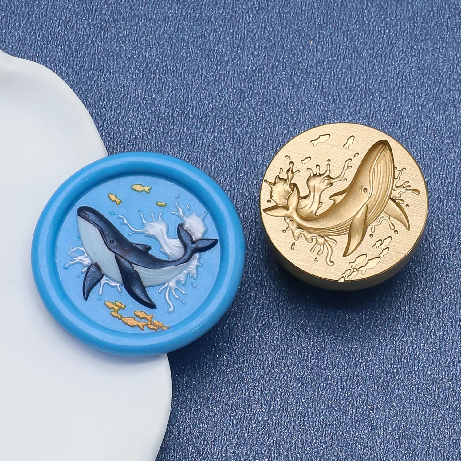 Water Flower Relief Series Wax Seal Stamp Wave Whale Conch Surf Beach Journal Envelope Seal Brass Stamp Head