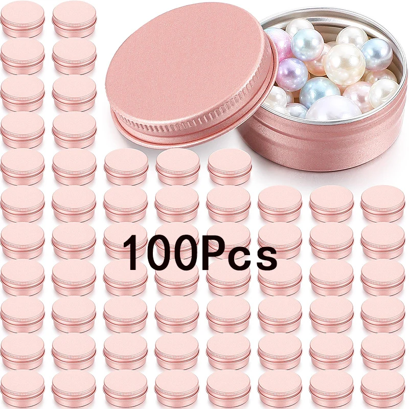 

100Pcs 10g Mini Rose Gold Aluminum Cream Jar Pot Nail Art Makeup Lip Gloss Empty Cosmetic Metal Tins Containers 10ml