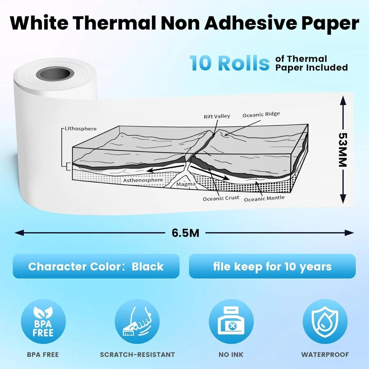Kids Instant Camera Refill Print Paper 3Rolls Coreless Thermal Print For 53mm/57mm Portable Mobile Receipt Photo Printer
