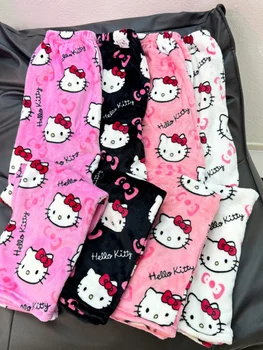 2026 New Hello Kitty Pajamas Pants Anime Women's Pajama Pants Cartoon Couple Home Sleepwear Trousers Leisure Home Clothing 1
