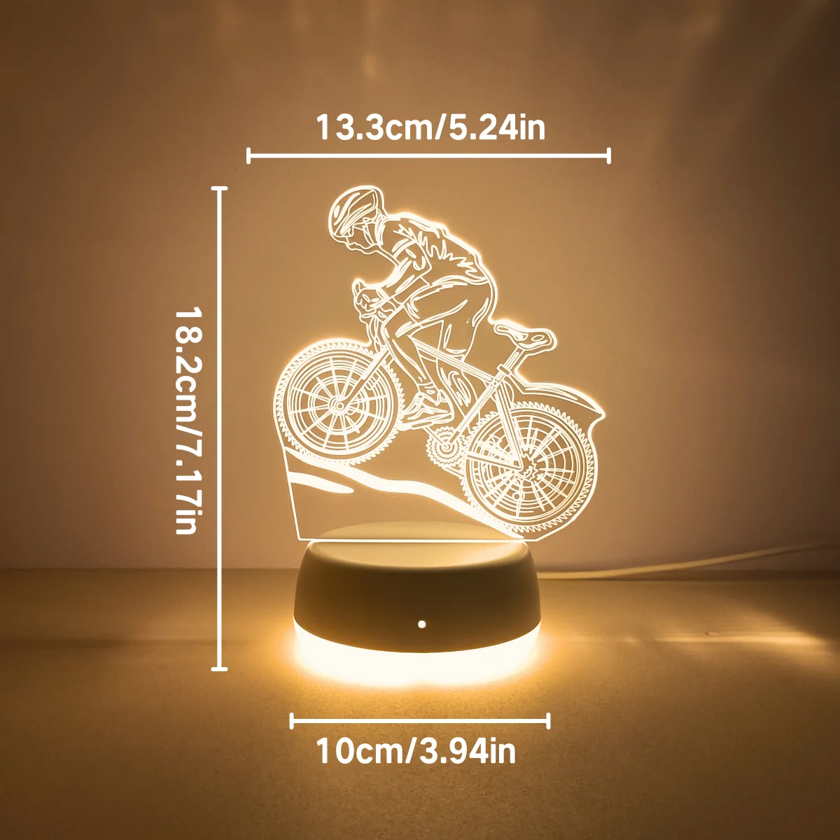 1pc 현대 스포츠 산악 자전거 단색 3D 야간 조명, USB 전원 따뜻한 조명 베이스, 스위치 제어, 가정 장식 조명.