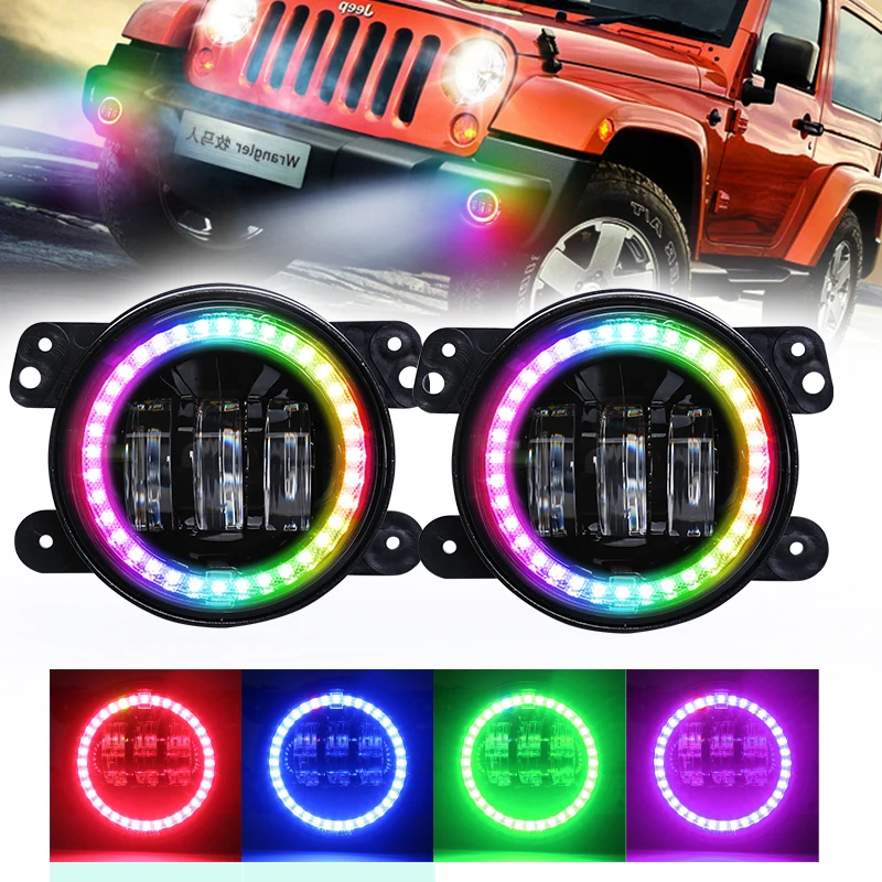 

4" inch LED Fog Lights For Jeep 07-18 Wrangler JK Unlimited JK Dodge Journey Off Road Fog Lamps Front Bumper Replacements