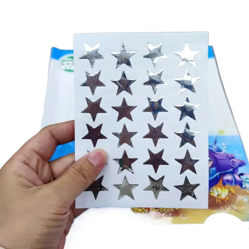 10 Sheets/Pack Silver Five Pointed Star Stickers Encourage and Reward Stickers for Primary School Students Pray Stickers - Image 2