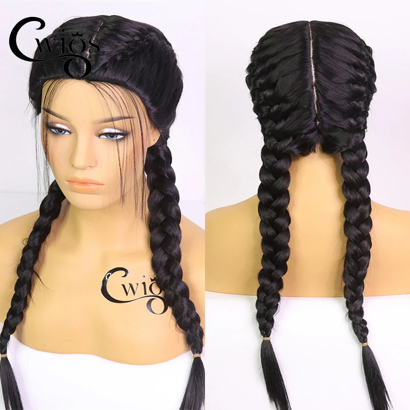 Cwigs Soft Black Synthetic Wig Cosplay Braided Wigs For Black Women Machine Made Heat Resistant Red Honey Blonde Box Braid Wig