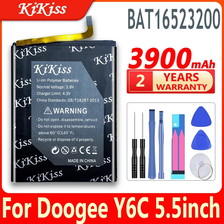 

KiKiss 3900mAh Big Power Battery For Doogee Y6 / Y6C 5.5inch Mobile Phone Battery High Capacity BAT16523200