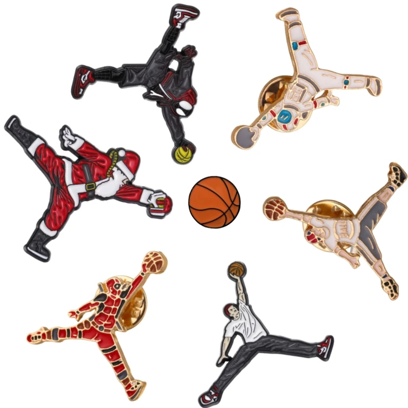 Personalized Athlete Playing Style Brooch Enamel Cute Cartoon Athlete Commemorative Badge Metal Boy Backpack Pins Gift Wholesale