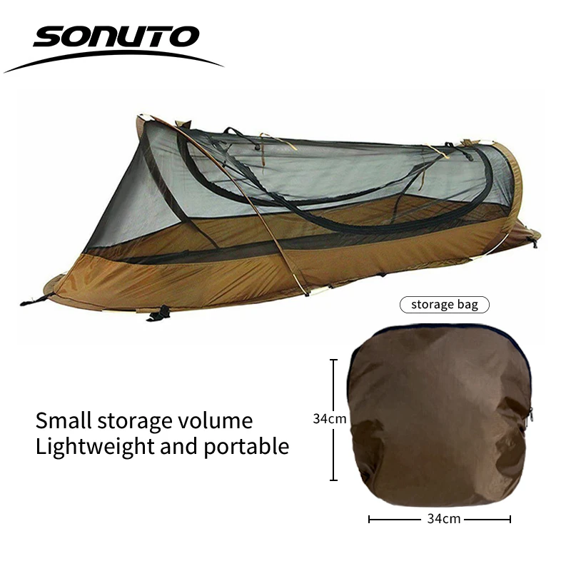 Sonuto Outdoor Single-Person Lightweight Tent Nylon Tactical Shelter Marching Bed Mosquito Net Anti-Mosquito Waterproof Field