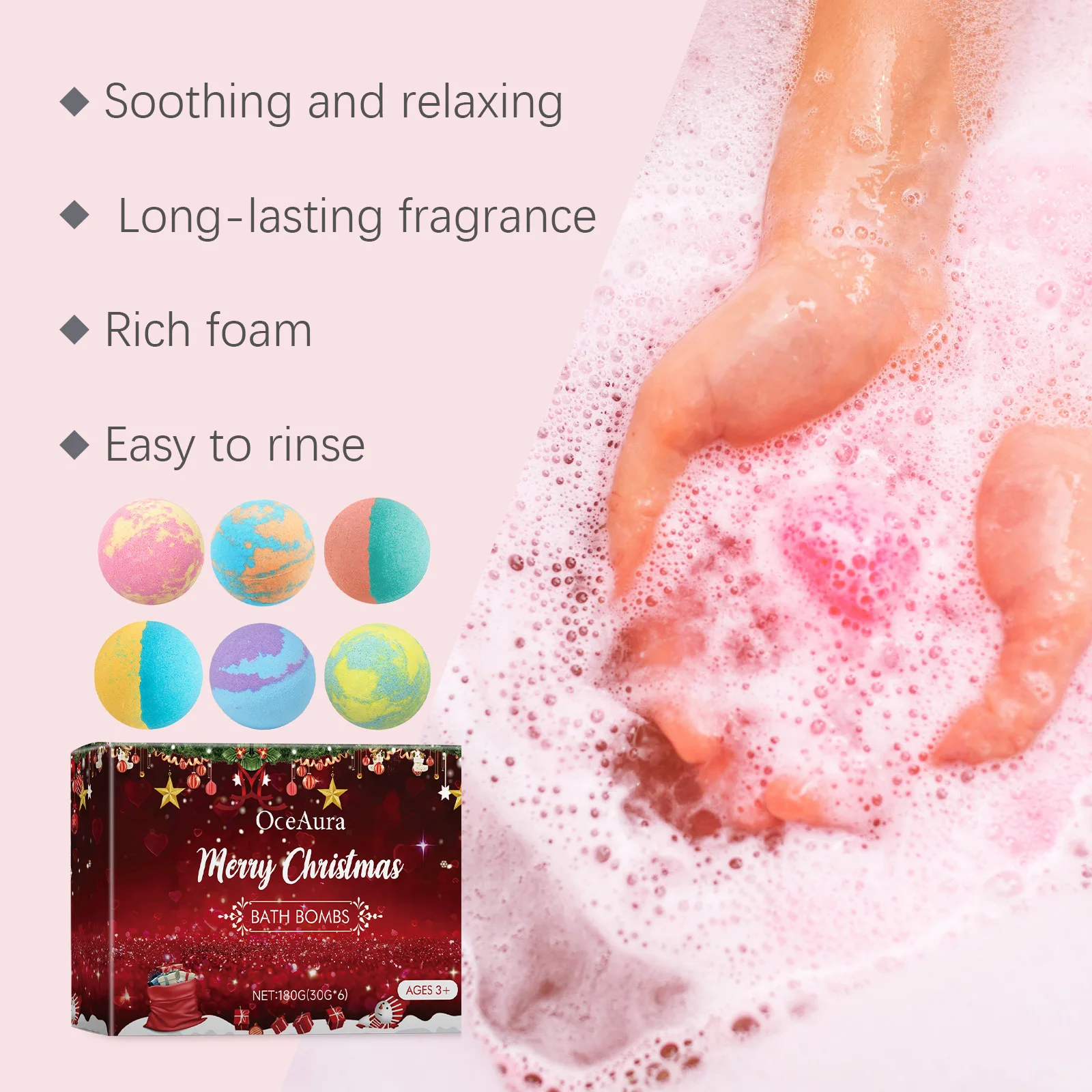 Coffret de bombes de bain à la rose et à l'extrait de fruit du dragon : aromathérapie, spa, relaxant, hydratant, parfum longue durée, nettoyant pour la peau_voghion.com