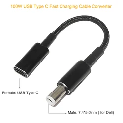 100W USB - C PD to DC Universal Laptop Charger Converter - Fast Charging Adapter Cable (7.4 - 5.0 (for Dell))