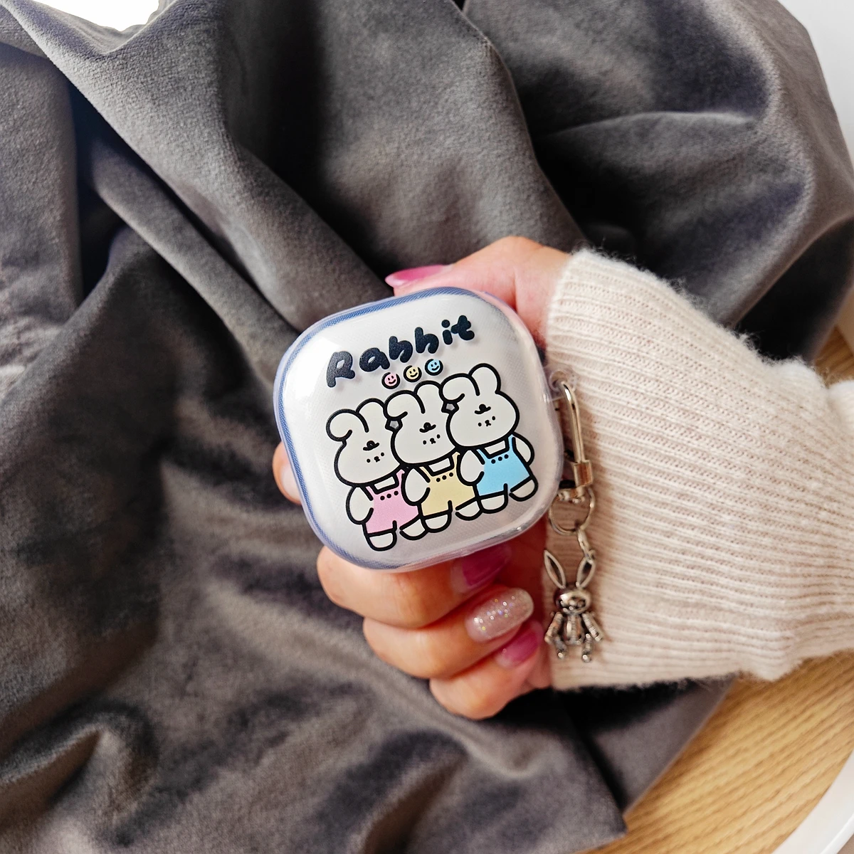 

For Samsung Galaxy Buds 2 Headphones Case Cute Cartoon with Keychain Galaxy Buds Live Case Protective Cover Earphone Accessories