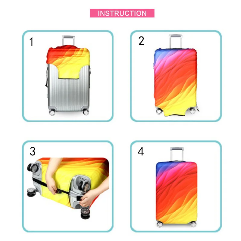 Luggage Cover Elastic Travel Luggage Cover Dustproof Protective Travel Suitcase Cover For 18-32 Inch Trolley Bag Case Luggage Accessories