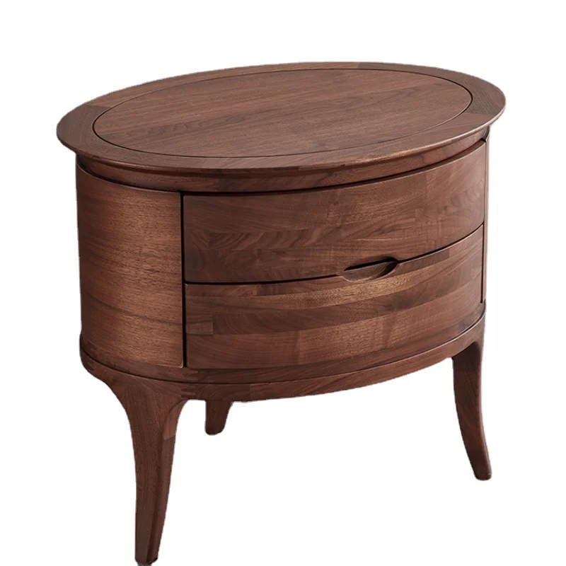 

MBlack Walnut Solid Wood Bedside Table Bedroom Locker