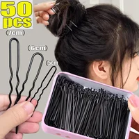 Pinces à cheveux noires en forme de U, 5/6/7cm, épingle à cheveux Invisible ondulée, coiffure, poignée en métal, Barrette, accessoires pour cheveux 1