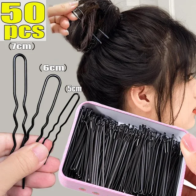 Pinces à cheveux noires en forme de U, 5/6/7cm, épingle à cheveux Invisible ondulée, coiffure, poignée en métal, Barrette, accessoires pour cheveux 1
