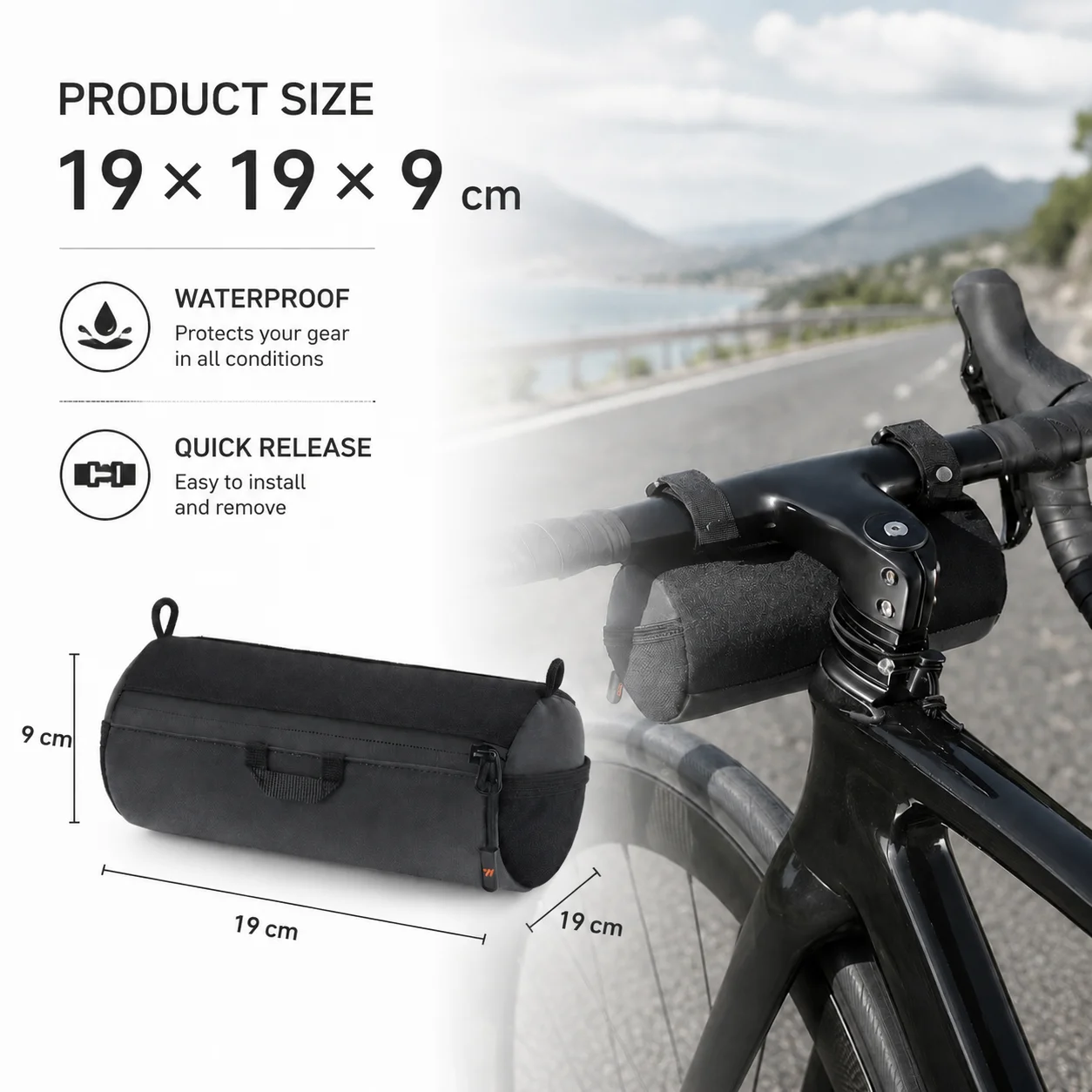 Borsa da manubrio per bici da 1,5 litri portatile riflettente - immagine 2
