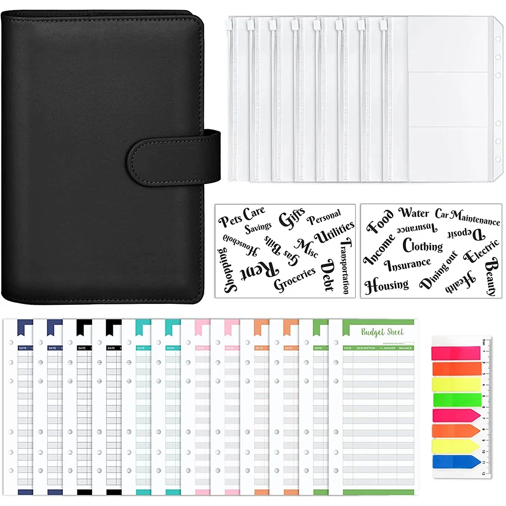 

Обложка для блокнота A6 из ПУ кожи, 8 карманов, система конвертов для наличных, для хранения наличных