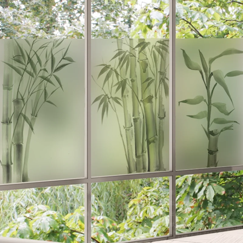 

Customized Plant Frosted Sticker, Decorative Glass Sticker, Static Cling, Security Glass Film, For Toilet, Washroom,Door, Window